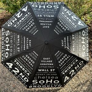 Black and White Umbrella with NYC Icon Design - NEW